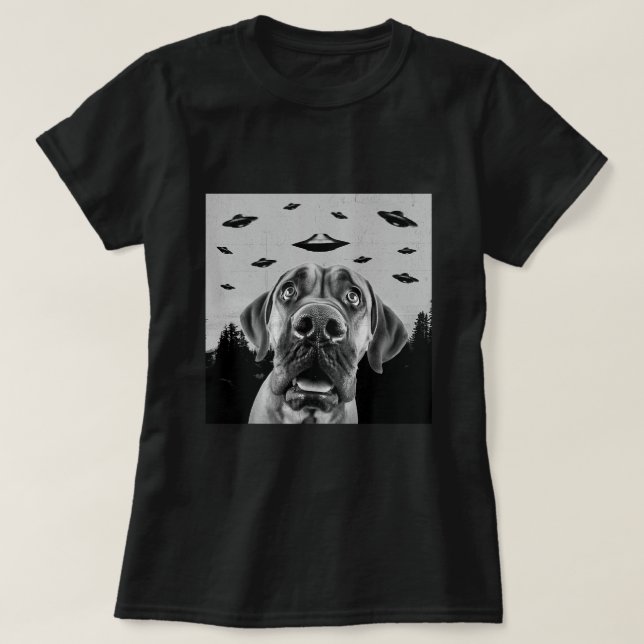 Alien UFO Funny Spanish Mastiff Dog Lover Men Wome T-Shirt (Design Front)