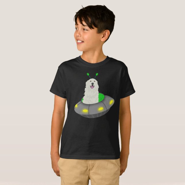 Alien UFO Great Pyrenees  T-Shirt (Front Full)