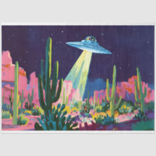Alien UFO in the Desert Decoupage Tissue Paper