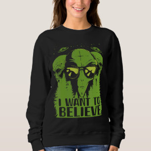 Alien Ufo Men Women Boys Girls Green Space Area 51 Sweatshirt