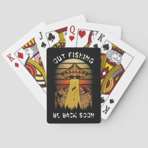 Alien UFO Out Fishing Funny Playing Cards