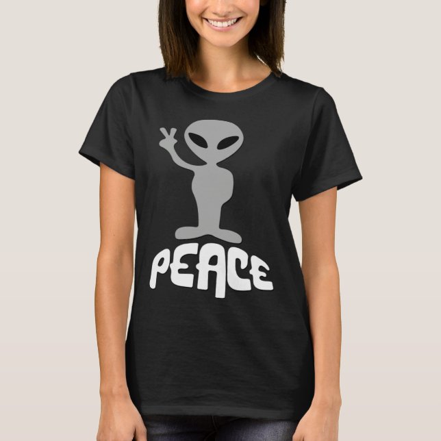 Alien UFO Peace Sign T-Shirt (Front)