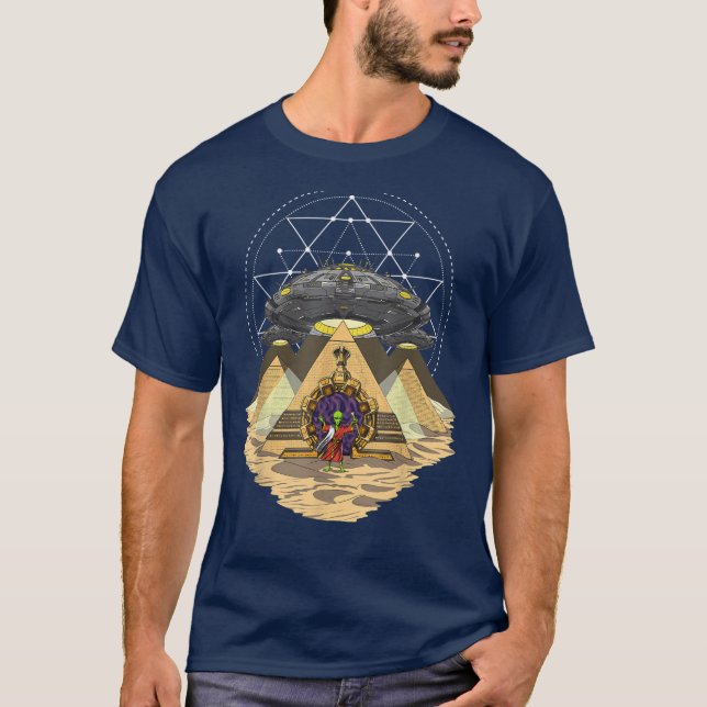 Alien UFO Pyramid Ancient T-Shirt (Front)