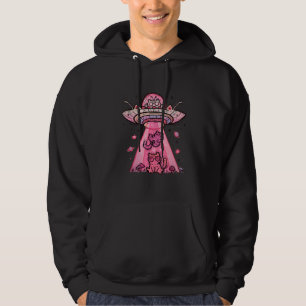 Alien UFO Retro Cat Alien Ship Abduction Hoodie