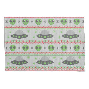 Alien Ugly Christmas Sweater Pillowcase