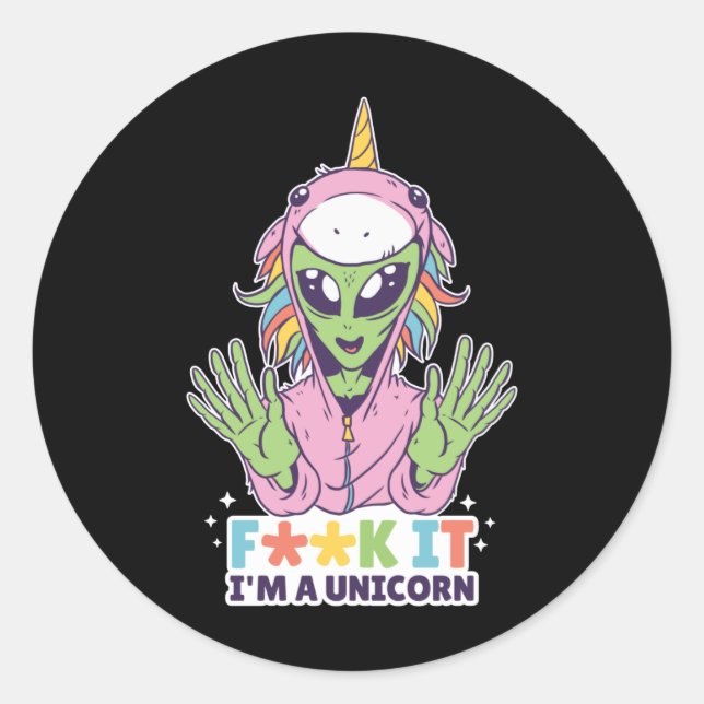 alien unicorn classic round sticker (Front)