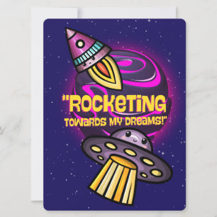 ALIEN ,UNIVERSE, ROCKETSHIP, PLANET AND ASTRONAUTS HOLIDAY CARD