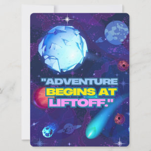ALIEN ,UNIVERSE, ROCKETSHIP, PLANET AND ASTRONAUTS HOLIDAY CARD
