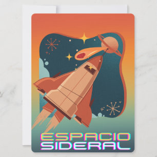 ALIEN ,UNIVERSE, ROCKETSHIP, PLANET AND ASTRONAUTS HOLIDAY CARD