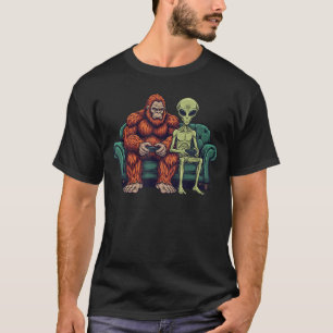 Alien Video Games Gaming Sasquatch UFO Men Boys fr T-Shirt