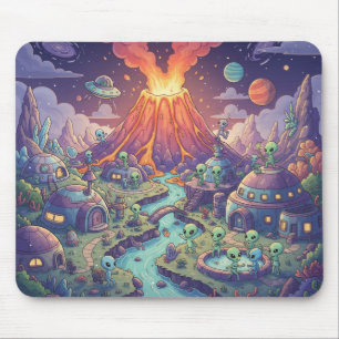 Alien Village at Dusk Mouse Mat