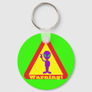 Alien Warning Key Ring