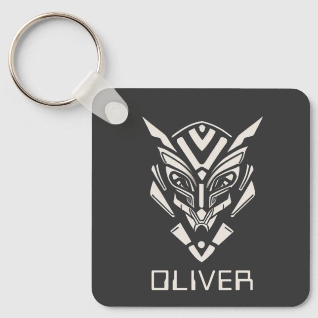 Alien Warrior Personalised Key Ring (Front)