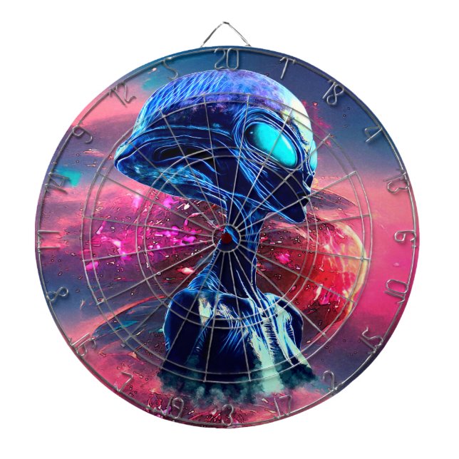 Alien Wisdom Psychedelic Scifi Art Dartboard (Front)