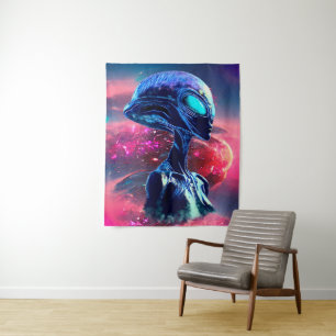 Alien Wisdom Psychedelic Scifi Art Tapestry