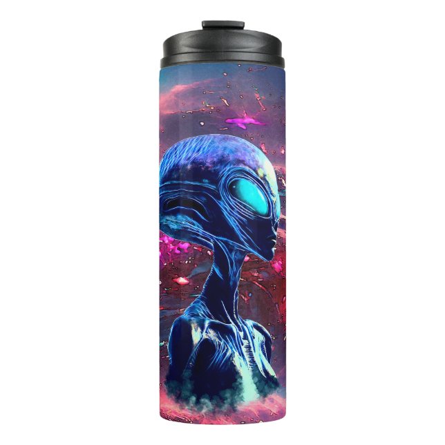 Alien Wisdom Psychedelic Scifi Art Thermal Tumbler (Front)