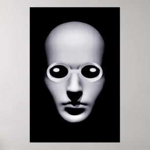Alien With Glasses Head Scary Poster
