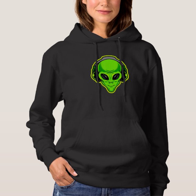 Alien With Headphones Are You Ready Hoodie (Front)
