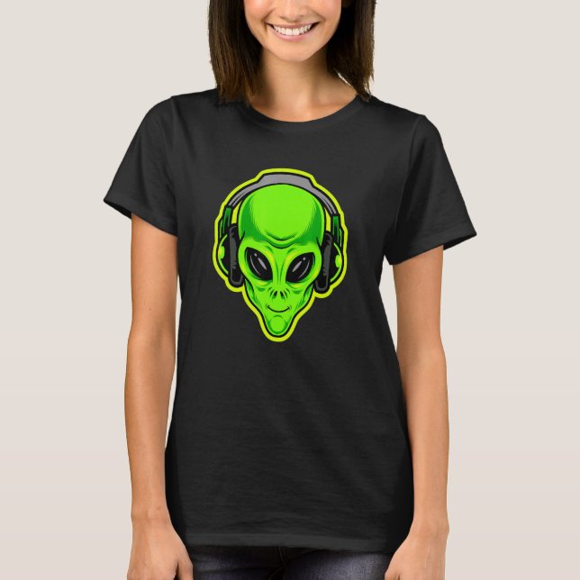 Alien With Headphones Are You Ready T-Shirt (Front)