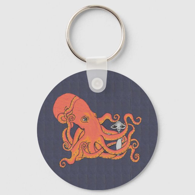 Alien with Octopus Friend Key Chain (Front)