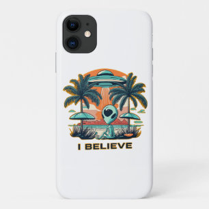 alien with UFO I BELIEVE iPhone 11 Case