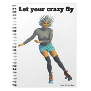 Alien Woman Roller Skater Fantasy Art Notebook