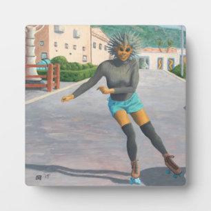 Alien Woman Roller Skater Fantasy Art Photo Plaque