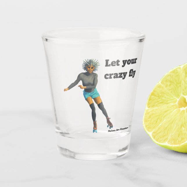 Alien Woman Roller Skater Fantasy Art Shot Glass (Front)