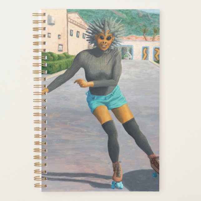 Alien Woman Roller Skating Fantasy Art Planner (Front)