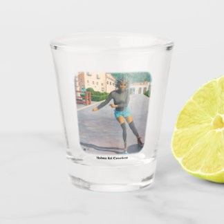 Alien Woman Roller Skating Fantasy Art Shot Glass