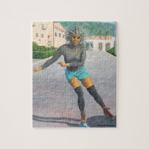 Alien Woman Roller Skating Fantasy Small Puzzle