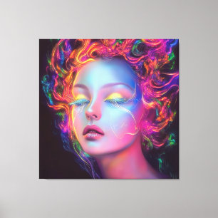 Alien Woman with Cosmic Hair Canvas Print