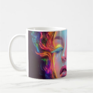 Alien Woman with Cosmic Hair Coffee Mug