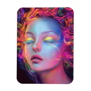 Alien Woman with Cosmic Hair Magnet