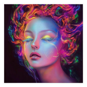 Alien Woman with Cosmic Hair Poster