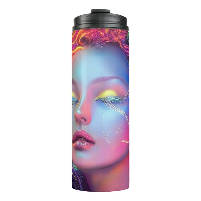 Alien Woman with Cosmic Hair  Thermal Tumbler (Front)