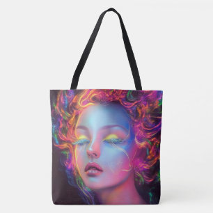 Alien Woman with Cosmic Hair Tote Bag