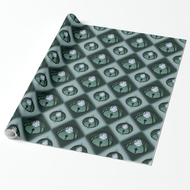Alien Wrapping Paper Cute ET Grey Christmas Paper (Unrolled)