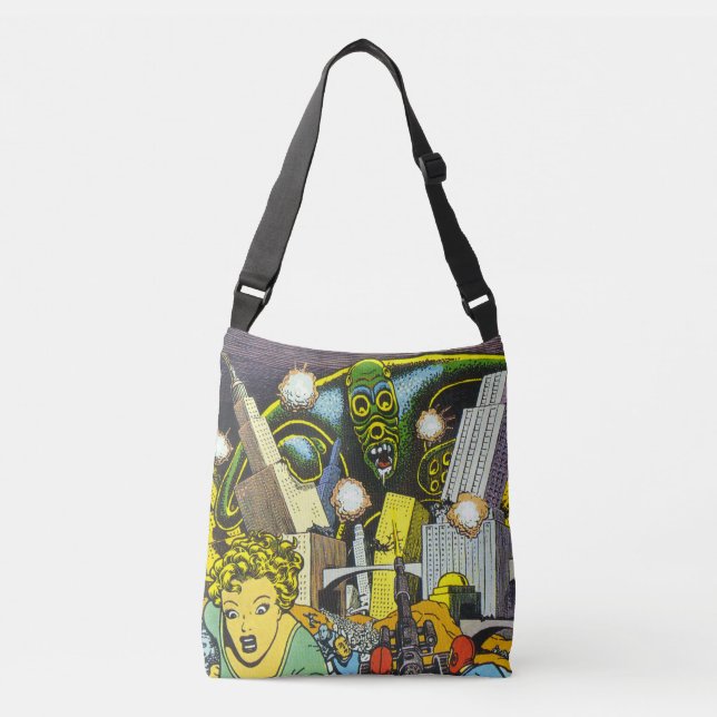 “Alien Wreaking Havoc” Cross-Body Bag (Front)