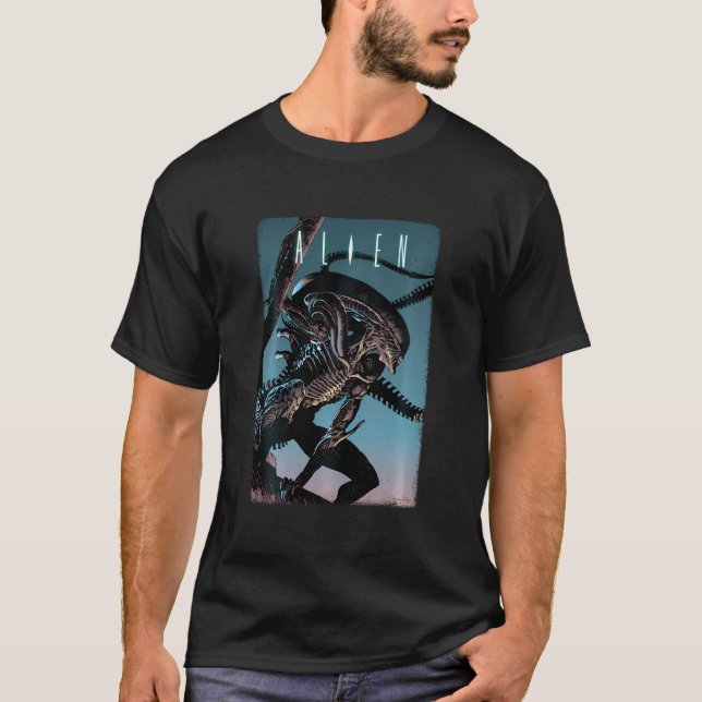 Alien Xenomorph Illustrated Poster T-Shirt (Front)