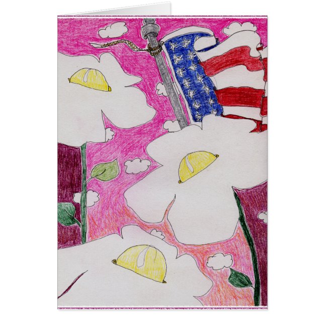 Alienated Soul: Three Flowers US Flag Pink Sky (Front)