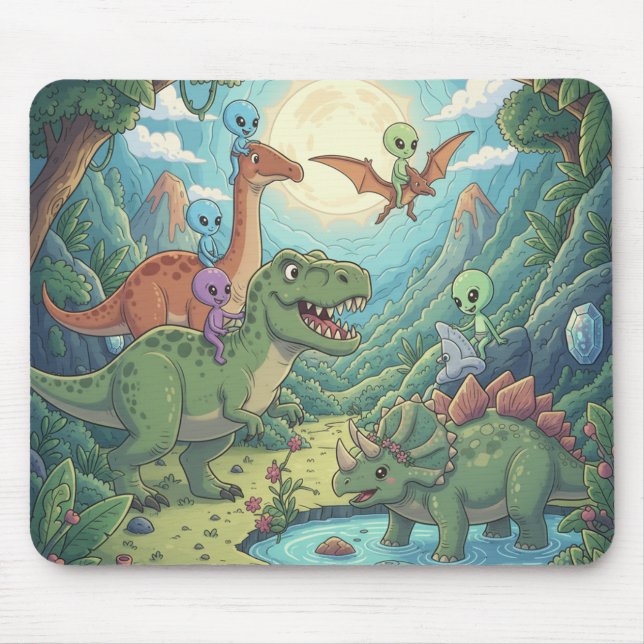 Aliens and Dinosaurs Adventure Mouse Mat (Front)