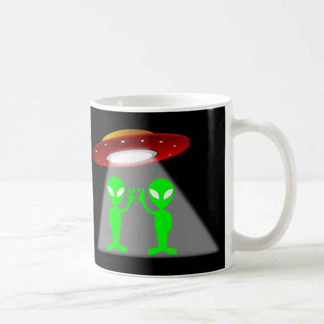 Aliens and Flying Saucer Coffee Mug (Right)