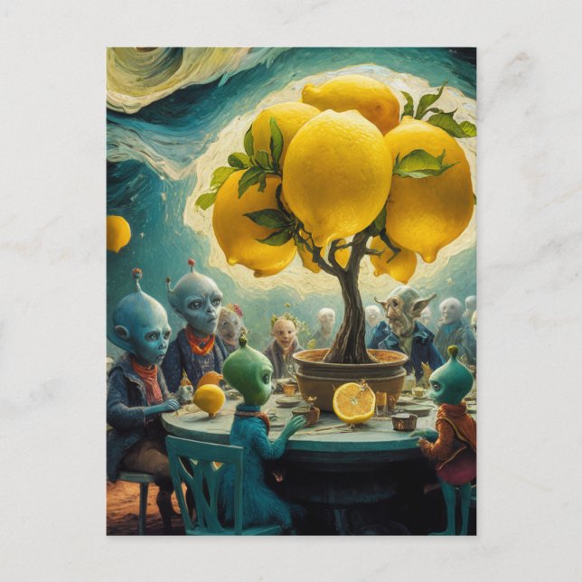Aliens and the Lemon Tree Postcard (Front)