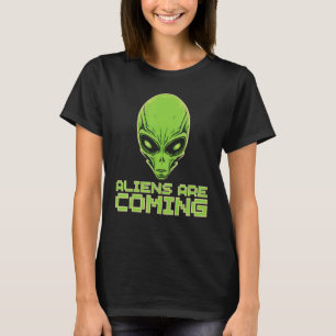 Aliens are Coming Alien Head UFO Human Festival Co T-Shirt