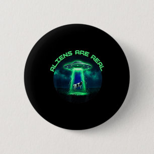 Aliens are real ufo cow abduction ironic meme 6 cm round badge