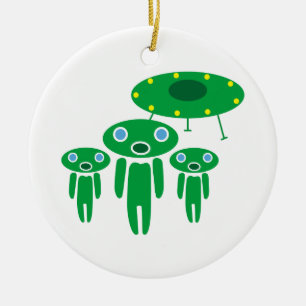 Aliens arrival ceramic tree decoration