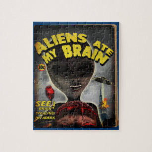 Aliens Ate My Brain Pulp Cover Style Puzzle
