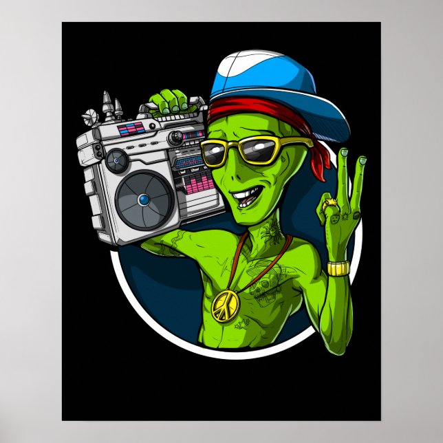 Aliens Boombox Music Party Poster (Front)