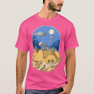 Aliens Bulding Egyptian Pyramids T-Shirt